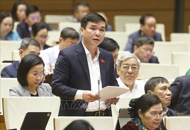 NA deputy Ha Sy Huan from the northern province of Thai Nguyen speaks at the session. VNA Photo: Doãn Tấn
