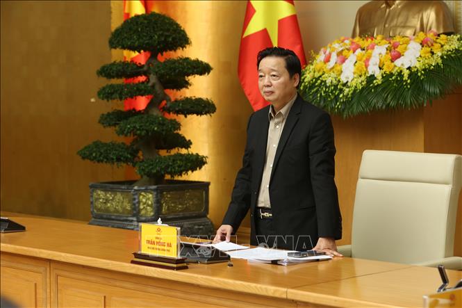 Phó Thủ tướng Trần hồng Hà phát biểu tại cuộc họp. Ảnh: Diệp Trương - TTXVN