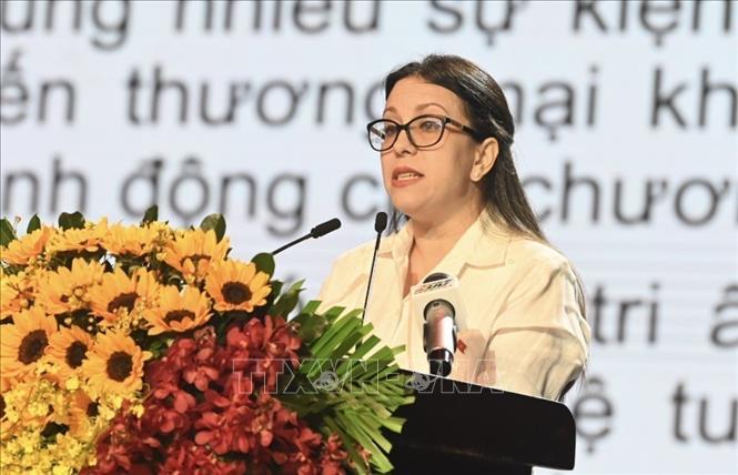 Cuban Consul General in HCM City Ariadne Feo Labrada speaks at the ceremony. VNA Photo: Xuân Khu