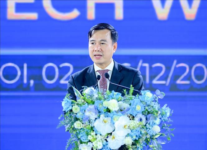 Thứ trưởng Bộ Khoa học và Công nghệ Bùi Thế Duy phát biểu tại Toạ đàm. Ảnh: TTXVN phát