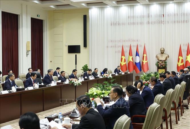 A view of the high-level meeting between the Communist Party of Vietnam and the Lao People’s Revolutionary Party. VNA Photo: Thống Nhất