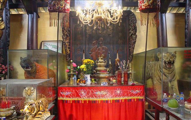 The communal house also has a place to worship the tiger god, a mascot symbolizing majesty and strength; a popular image in Vietnamese folk beliefs. VNA Photo: Nguyễn Hằng