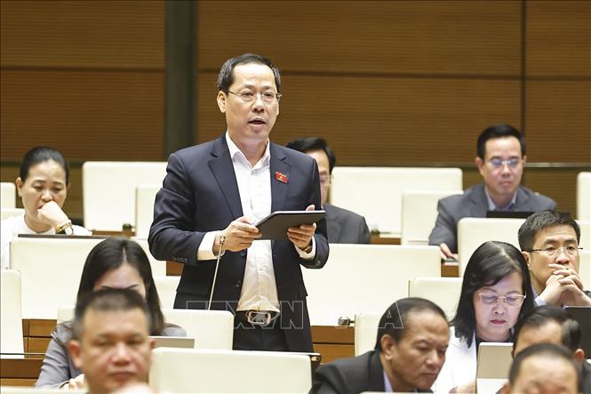 Đại biểu Quốc hội tỉnh Nghệ An Trần Nhật Minh phát biểu. Ảnh: Doãn Tấn - TTXVN