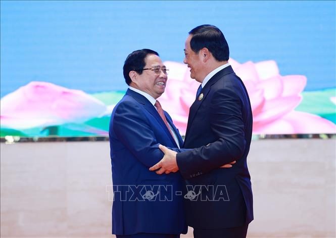 Thủ tướng Phạm Minh Chính và Thủ tướng Lào Sonexay Siphandone đồng chủ trì Kỳ họp lần thứ 48 Ủy ban liên Chính phủ về hợp tác song phương Việt Nam - Lào. Ảnh: Dương Giang-TTXVN
