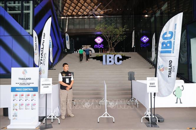 Trung tâm báo chí SEA Games 33 (MPC) được đặt tại Dịch vụ Truyền hình Quốc gia Thái Lan. Ảnh: Minh Quyết - PV TTXVN tại Thái Lan