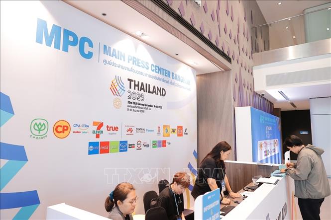 Trung tâm báo chí SEA Games 33 (MPC). Ảnh: Minh Quyết - PV TTXVN tại Thái Lan