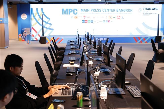 Bên trong Trung tâm báo chí SEA Games 33. Ảnh: Minh Quyết - TTXVN tại Thái Lan