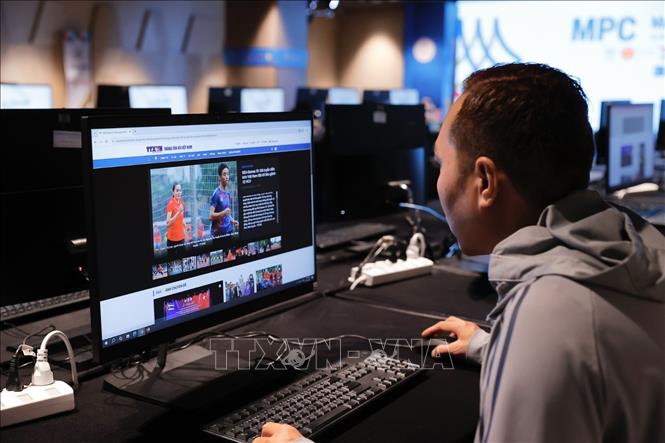 Bên trong Trung tâm báo chí SEA Games 33. Ảnh: Minh Quyết - TTXVN tại Thái Lan