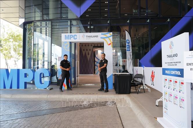 Trung tâm báo chí SEA Games 33 (MPC) được đặt tại Dịch vụ Truyền hình Quốc gia Thái Lan. Ảnh: Minh Quyết - PV TTXVN tại Thái Lan