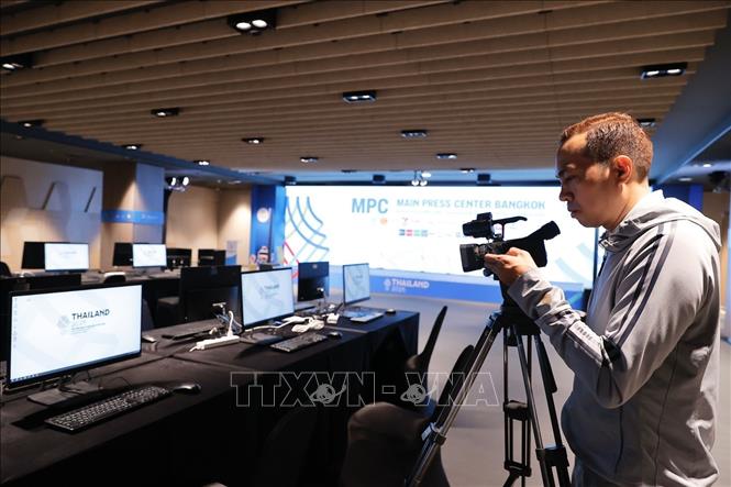 Bên trong Trung tâm báo chí SEA Games 33. Ảnh: Minh Quyết - TTXVN tại Thái Lan