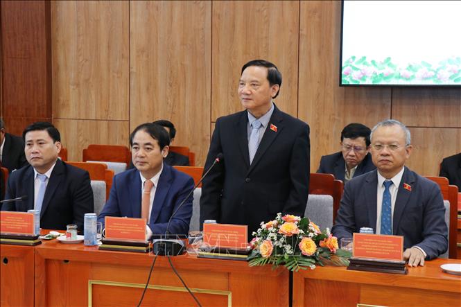 Phó Chủ tịch Quốc hội Nguyễn Khắc Định phát biểu tại buổi làm việc với Tỉnh ủy Khánh Hòa. Ảnh: Nguyễn Thành – TTXVN