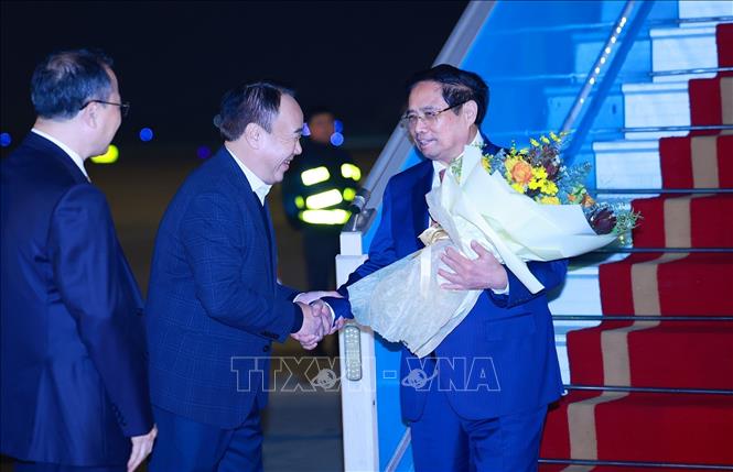 Thủ tướng Phạm Minh Chính về đến Hà Nội, kết thúc chuyến làm việc tại Lào. Ảnh: Dương Giang-TTXVN 