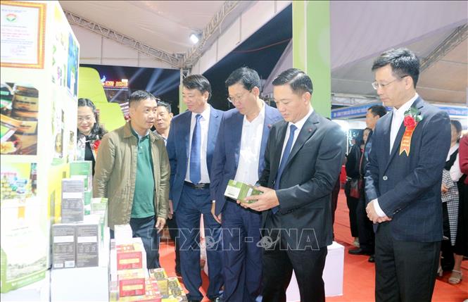 Đại biểu tham quan các gian hàng tại hội chợ. Ảnh: Nguyễn Chinh - TTXVN