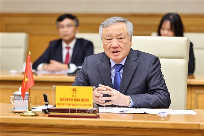 Permanent Deputy Prime Minister Nguyen Hoa Binh at the meeting. VNA Photo: Minh Đức 