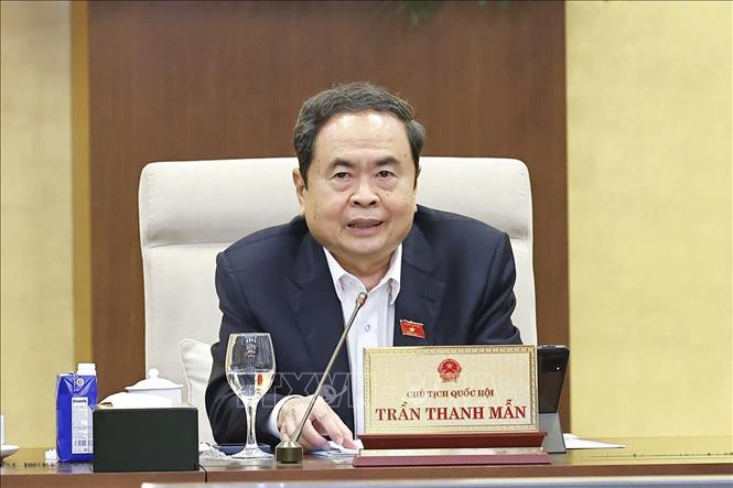 Chủ tịch Quốc hội Trần Thanh Mẫn phát biểu. Ảnh: Doãn Tấn - TTXVN