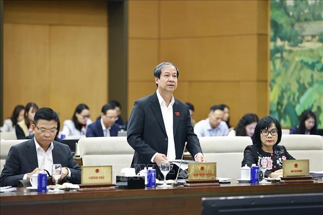 Bộ trưởng Bộ Giáo dục và Đào tạo Nguyễn Kim Sơn phát biểu. Ảnh: Doãn Tấn - TTXVN