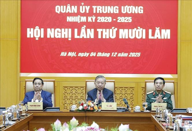 Tổng Bí thư Tô Lâm chủ trì Hội nghị Quân uỷ Trung ương lần thứ 15. Ảnh: Thống Nhất – TTXVN