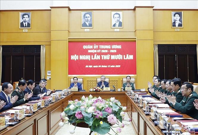 Tổng Bí thư Tô Lâm chủ trì Hội nghị Quân uỷ Trung ương lần thứ 15. Ảnh: Thống Nhất – TTXVN