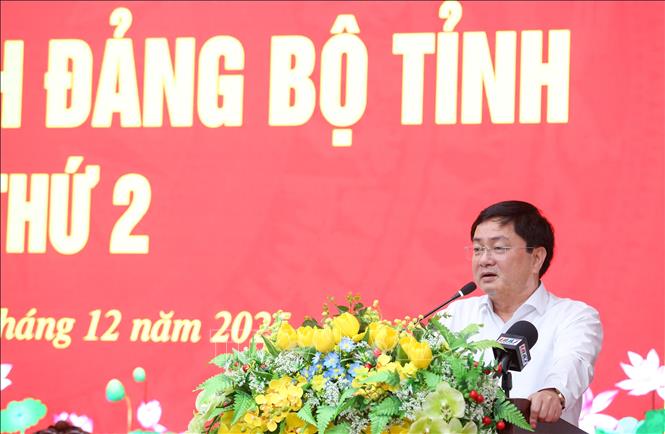 Ông Nguyễn Văn Quyết, Bí thư Tỉnh ủy Tây Ninh đề nghị khẩn trương rà soát lại các nhiệm vụ tồn đọng trước khi kết thúc vai trò của cấp huyện, bàn giao cho cấp xã. Ảnh: Giang Phương – TTXVN