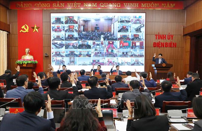 Toàn cảnh Hội nghị lần thứ 6 của Ban Chấp hành Đảng bộ tỉnh Điện Biên khóa XV. Ảnh: Trung Kiên - TTXVN