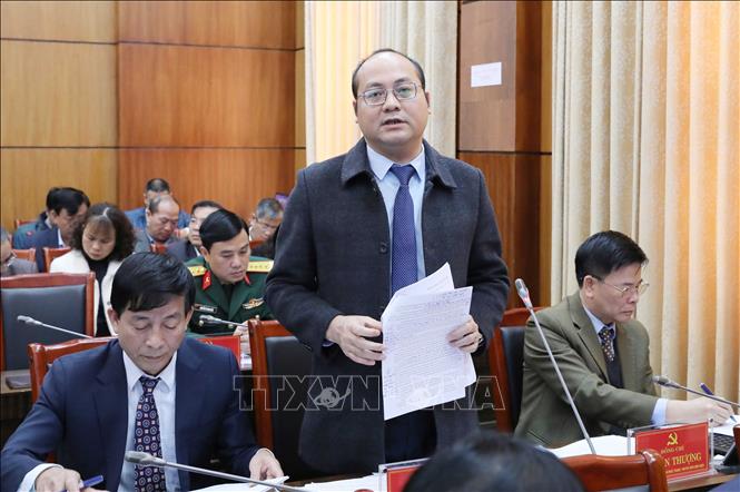 Giám đốc Sở Nông nghiệp và Môi trường Điện Biên Lê Xuân Cảnh phát biểu tại Hội nghị. Ảnh: Trung Kiên - TTXVN