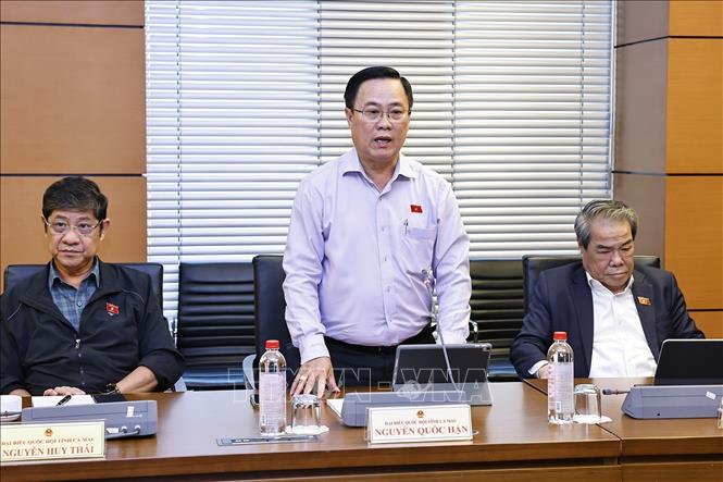 Đại biểu Quốc hội tỉnh Cà Mau Nguyễn Quốc Hận phát biểu. Ảnh: Doãn Tấn - TTXVN