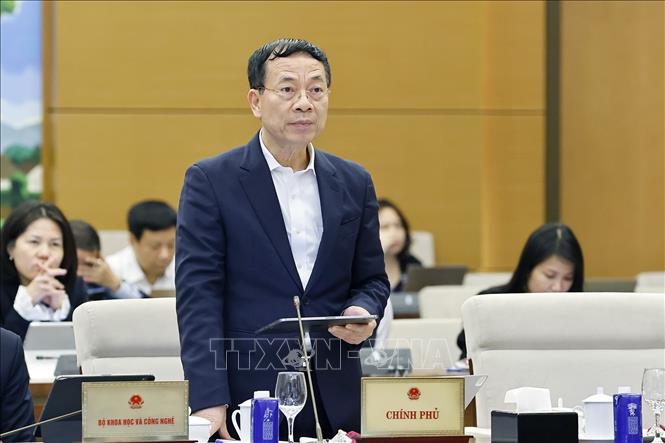 Bộ trưởng Bộ Khoa học và Công nghệ Nguyễn Mạnh Hùng phát biểu. Ảnh: Doãn Tấn - TTXVN