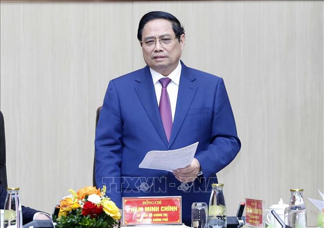 Prime Minister Pham Minh Chinh speaks at the conference. VNA Photo: Thống Nhất
