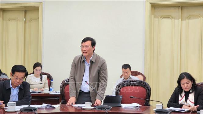 Thứ trưởng Bộ Nội vụ Trương Hải Long phát biểu tại cuộc họp. Ảnh: Chu Thanh Vân - TTXVN 