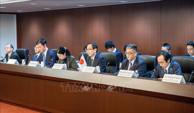 Senior Deputy Minister for Foreign Affairs Namazu Hiroyuki speaks at the consultation. VNA Photo