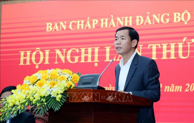 Bí thư Tỉnh ủy Quảng Trị Nguyễn Văn Phương phát biểu khai mạc Hội nghị. Ảnh: Tá Chuyên - TTXVN