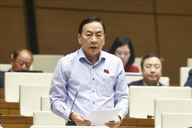 Đại biểu Quốc hội tỉnh Đồng Tháp Phạm Văn Hòa phát biểu. Ảnh: Doãn Tấn - TTXVN