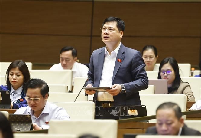 Đại biểu Quốc hội tỉnh Phú Thọ Cầm Hà Chung phát biểu. Ảnh: Doãn Tấn - TTXVN