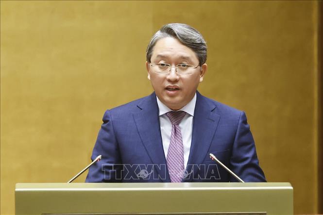 Bộ trưởng Bộ Tư pháp Nguyễn Hải Ninh phát biểu. Ảnh: Doãn Tấn - TTXVN