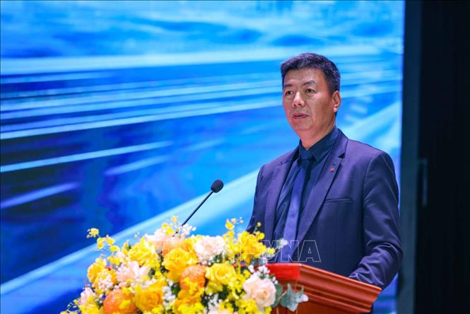 Phó Cục trưởng Cục Khởi nghiệp và Doanh nghiệp Công nghệ (Bộ Khoa học và Công nghệ) Trần Xuân Đích phát biểu. Ảnh: Hoàng Hiếu - TTXVN