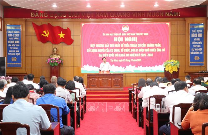  Quang cảnh Hội nghị Hiệp thương lần thứ nhất do Ủy ban Mặt trận Tổ quốc Việt Nam tỉnh Tây Ninh tổ chức. Ảnh: Bùi Giang - TTXVN