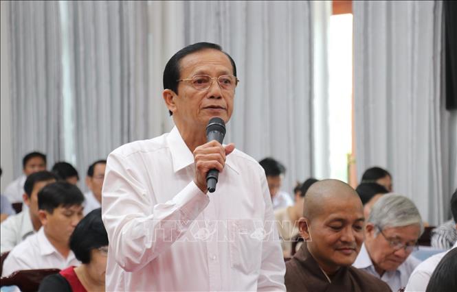 Đại biểu góp ý về số lượng, cơ cấu, thành phần ứng cử Đại biểu Quốc hội khóa XVI nhiệm kỳ 2026-2031, Đại biểu Hội đồng nhân dân tỉnh Tây Ninh nhiệm kỳ 2026-2031. Ảnh: Bùi Giang - TTXVN