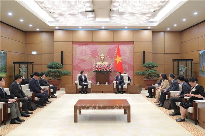 NA Vice Chairman Le Minh Hoan receives Samsung Vice President and Chief Financial Officer (CFO) Park Soon Cheol. VNA/Photo by courtesy