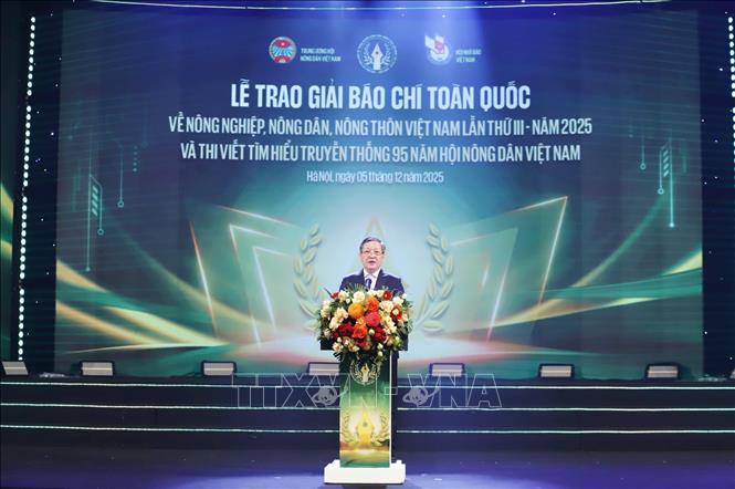Chủ tịch Trung ương Hội Nông dân Việt Nam Lương Quốc Đoàn phát biểu. Ảnh: TTXVN phát