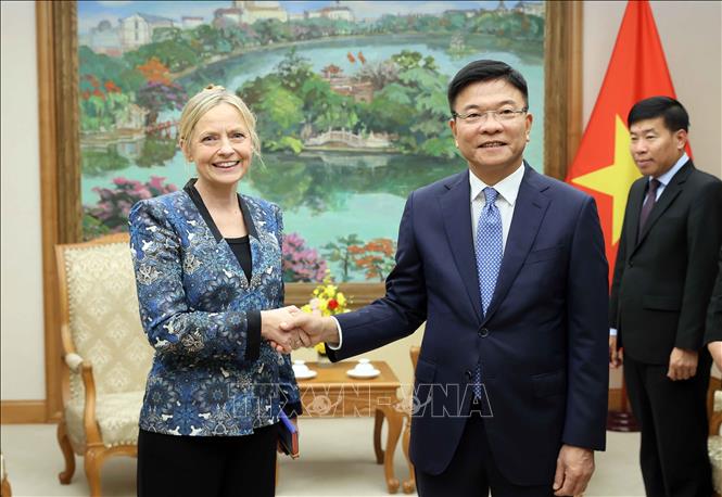 Deputy Prime Minister Le Thanh Long receives Amazon Vice President for International Public Policy & Government Affairs Susan Pointer. VNA Photo: An Đăng