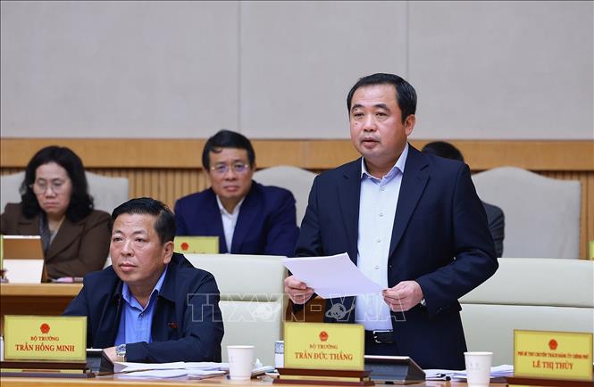 Bộ trưởng Bộ Nông nghiệp và Môi trường Trần Đức Thắng phát biểu. Ảnh: Dương Giang-TTXVN 
