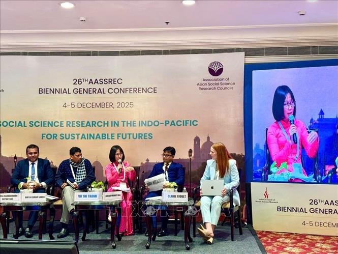 TS. Vũ Thị Thanh (Viện Nghiên cứu Con người, Gia đình và Giới) trao đổi với các đại biểu. Ảnh: TTXVN phát