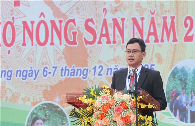 Ông Hà Ngọc Việt - Chủ tịch UBND xã Bạch Thông phát biểu. Ảnh: Vũ Hoàng Giang - TTXVN
