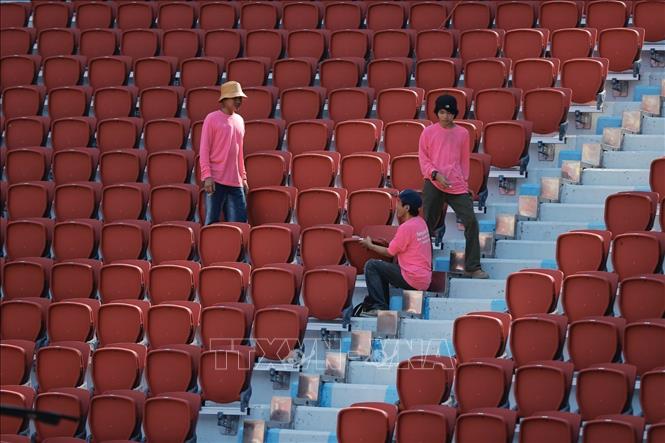 Các công đoạn đang được gấp rút hoàn thiện, chuẩn bị cho lễ khai mạc SEA Games 33. Ảnh: Minh Quyết - PV TTXVN tại Thái Lan