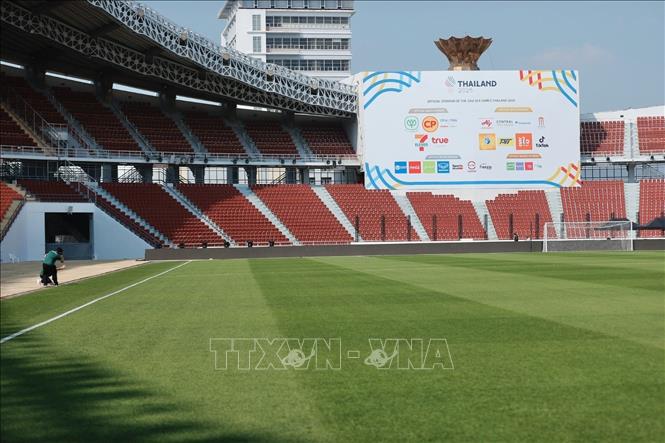 Các công đoạn đang được gấp rút hoàn thiện, chuẩn bị cho lễ khai mạc SEA Games 33. Ảnh: Minh Quyết - PV TTXVN tại Thái Lan