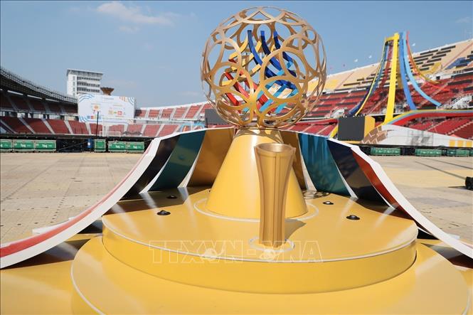 Các công đoạn đang được gấp rút hoàn thiện, chuẩn bị cho lễ khai mạc SEA Games 33. Ảnh: Minh Quyết - PV TTXVN tại Thái Lan