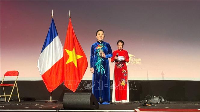 Ngo Phuong Lan, President of the Vietnam Film Development Association speaks at the event. VNA Photo: Hữu Chiến