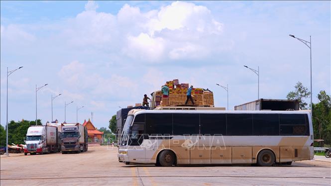 Các mặt hàng xuất nhập khẩu qua cặp cửa khẩu quốc tế Tân Nam - Meun Chey chủ yếu là vỏ xe, rau củ quả, nguyên phụ liệu may, bánh kẹo, thức ăn chăn nuôi… và nguyên liệu thô phục vụ sản xuất. Ảnh: Minh Phú – TTVXN