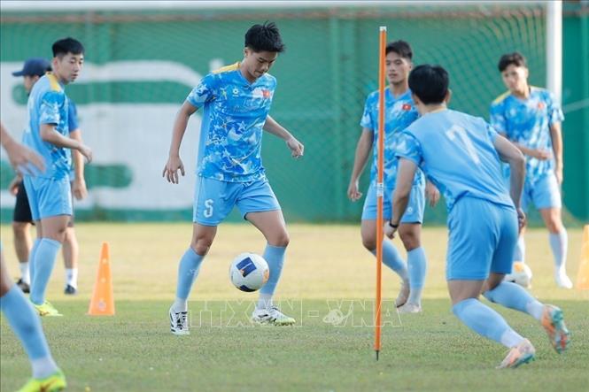 Ngày 11/12/2025 tới đây, đội tuyển U22 Việt Nam sẽ có trận đấu quan trọng trước đối thủ U22 Malaysia. Ảnh: Minh Quyết - PV TTXVN tại Thái Lan