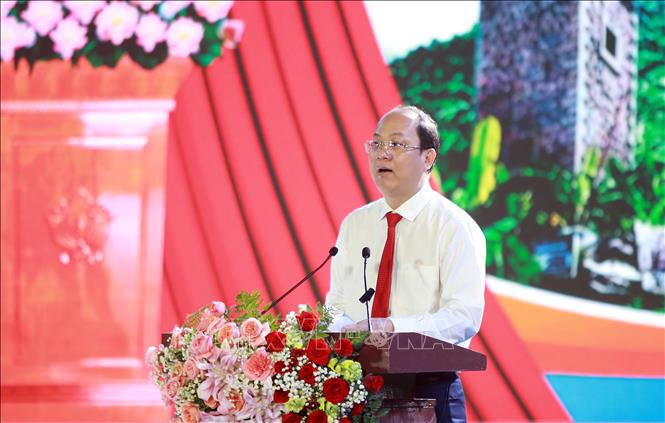 Bí thư Tỉnh ủy Cà Mau Nguyễn Hồ Hải phát biểu tại buổi lễ. Ảnh: Huỳnh Anh - TTXVN